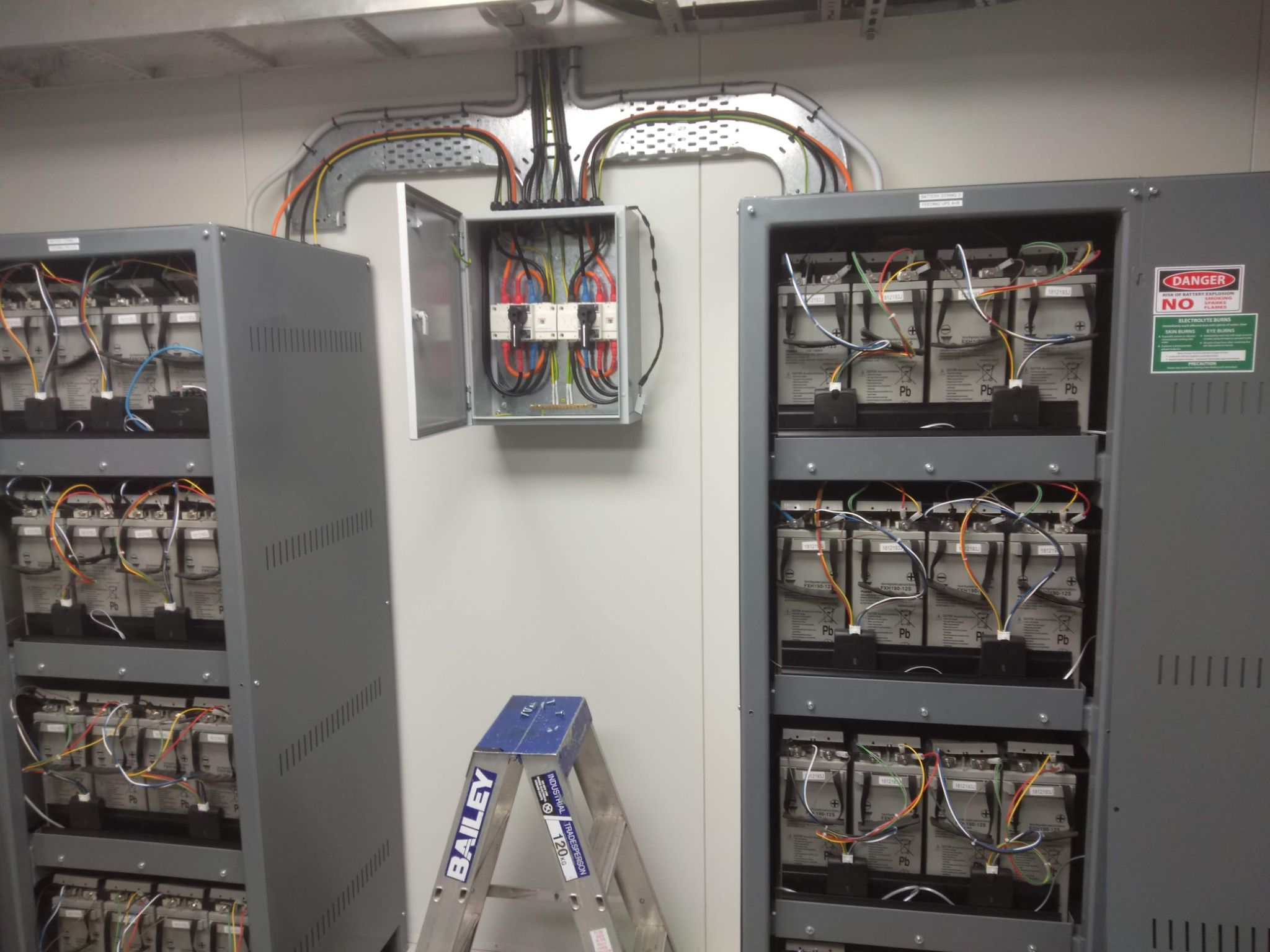 UPS battery bank with junction box